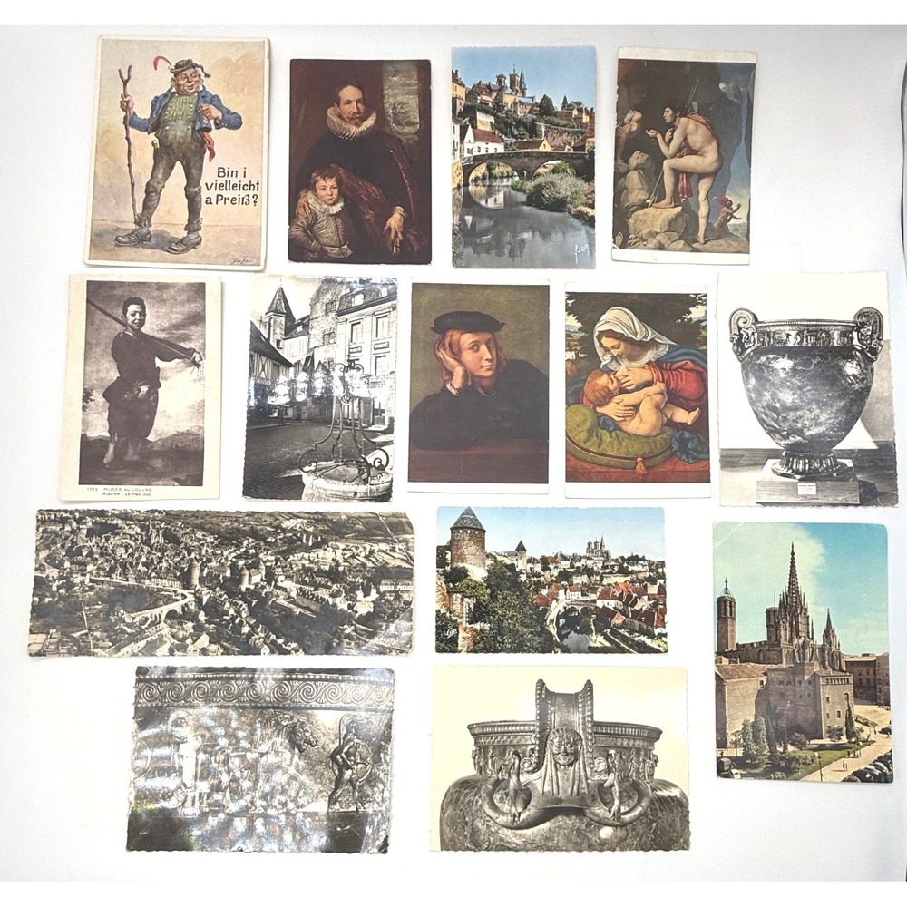 Vintage European Art and Architecture Postcard Lot 13pc Louvre Landscapes Travel
